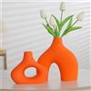 CEMABT Set di 2 vasi in ceramica arancione per decorazione in stile minimalista bohemien moderno, ideali per soggiorno, matrimonio, ufficio e camera da letto