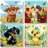 NEWENMO 4 Pezzi Animale Dipingere con i Numeri con Telaio 20x20cm | Cartoon Animale Dipingi con i Numeri,Pittura con i Numeri,DIY Paint by Numbers,Kit di Pittura Acrilica per Decorazione Casa