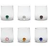 Zafferano Bilia Trasparente Lavorato a Mano, Decorato con Una Biglia di Vetro Colorato all'Interno, cl 44 h 90mm d 88mm, Set 6 Pezzi Colori Assortiti, 0.44 Litri, Mix
