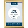 Europel cornice a scatto DIN A4 oro, sistema Easy-Click, profilo 25x11 mm, alluminio anodizzato, pellicola protettiva antiriflesso, dimensioni esterne 241x328 mm, retro in polistirene grigio