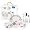 Villeroy & Boch - Walk like an Elephant Set di Stoviglie per Bambini 7 Pezzi Blu, Lavabile in Lavastoviglie, Adatto per Microonde, Stoviglie, Piatti, Tazzine, Ciotola, Servizio, Porcellana Premium