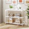 HDANI Consolle Ingresso,Tavolo Console con 2 Ripiani di Rete Metallica,Tavolino da Divano, Corridoio,Entrata,Soggiorno,100 x 30 x 80cm,Stile Industriale,Bianco