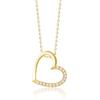 MIORE Collana con Cuore Oro Giallo e Diamanti Naturali, Vero Oro 9KT 375, Catenina con Pendente a Cuore Lucido e fila di Brillanti - Ciondolo con Catena anallergica. La Catenina è lunga Cm. 45.