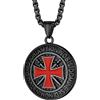 Richsteel Collana con Ciondolo Croce Templare Croce Rossa Elegante da Uomo Unisex Simbolo Cavalieri Templari Nero Gioielli Amuleto Regali per Coppie Genitori
