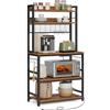 VASAGLE Scaffale Cucina con Multipresa, Scaffale per Microonde, Mobile Cucina, con Pannello a Rete Metallica, 14 Ganci, 40 x 80 x 170 cm, Marrone Vintage e Nero KKS025B01EU