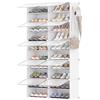 SONGMICS Scarpiera, Scaffale Modulare a 10 Scomparti per 40 Paia di Scarpe da Ingresso, con Sportelli, Telaio in Acciaio e Ripiani in Plastica, Camera da Letto, Bianco e Trasparente LPC035W01