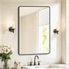 SONGMICS Specchio Bagno, Specchio da Parete, Rettangolare, Cornice in Alluminio, 91 x 61 cm, Pellicola di Sicurezza, 2 Opzioni di Sospensione, Soggiorno Camera da Letto, Nero Inchiostro LWM010BD01
