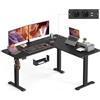 VASAGLE Scrivania Regolabile in Altezza, 160 x 140 cm, Scrivania Angolare a L, Standing Desk, 2 Prese AC, 2 Porte USB-A, Ripiano per Ciabatta, per Ufficio, Nero Inchiostro LSD264BZ01
