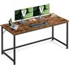 VASAGLE Scrivania per Computer, Postazione Lavoro, 60 x 135 x 76 cm, Scrivania da Ufficio, Studio Camera da Letto Soggiorno, Marrone Vintage e Nero Inchiostro LWD043B01