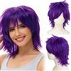 Luxiremi Parrucca per cosplay, anime, capelli corti, viola, per uomo e donna, carnevale
