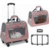 PETCUTE Trasportino per Cani e Gatti,Trasportino per Animali Domestici con Ruote,Pieghevole Borsa per Cani Piccola Taglia con Guinzaglio di Sicurezza,Carrello Confortevole per Cani e Gatti