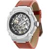 SURVAN WatchDesigner Orologio Automatico Meccanico da Uomo Scheletrato,Quadrante con Mappa del Mondo, Cassa in Acciaio Placcata Oro 18K, Vetro Zaffiro, Cinturino in Pelle Vera, Eleganza