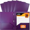 Better Office Products viola plastica 2 tasca portadocumenti con spuntoni, Heavyweight, Letter size Poly cartelle, 24 pezzi, con 3 rebbi clip di fissaggio in metallo, viola