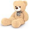 Sausudols XL Orsacchiotto Orso di Peluche 110 cm di Altezza Giganti Orso Peluche per Fidanzata Teddy Bear Regalo per Compleanno Natale e San Valentino Marrone Chiaro