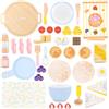 UMU® Set di gioco pancake in legno - padella, spatola, sciroppo e accessori, set giocattoli cucina per bambini 44 pezzi dai 3 anni