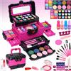 Amerrly Valigetta Trucchi Bambina - Set Anallergico e Lavabile, Borsa Reale per Principessa, Regalo Compleanno 4-9 Anni (Rosa)