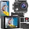 Yonvim Action Cam, 5K30FPS 30MP Action Cam 40M Telecamera subacquea Impermeabile WiFi 170° Ultra Grandangolare EIS Action Camera 5X Zoom con telecomando e 2 batterie da 1350mAh