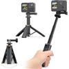 VRIG TP-35 Action Camera Selfie Stick Treppiede con One Touch Deploy, 30 cm Leggero Portatile Automatico Treppiede Compatibile con DJI Osmo Action 6/5 Pro/ 4, Insta360 Ace Pro 2, GoPro Hero 13