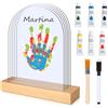 TOGOU2S Kit Impronte Mani Famiglia 5 Pannelli In Plexiglas In 6 Colori Base In Legno, Impronta Mani e Piedi Neonati Ideale per Regalo Neonato, Nuovi Genitori, Festa della Mamma, Festa del Papà