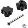 AERZETIX - Set di 12 manopole di serraggio M5 a forma di stella in plastica nera + 6 viti M5x40 mm a 6 punte e 6 dadi esagonali M5 | corsa di serraggio massima 16 mm