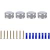 Funnytek 4 clip di fissaggio per specchio multiuso rotondo 3 - 5 mm, materiale di montaggio a specchio senza cornice, set di fissaggio a doppia vite con viti lunghe e tasselli - argento