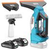 Seesii Lavavetri Aspiragocce | Autonomia 120 Min, Aspirazione 2000 PA, Bocchette 28-17 cm, Serbatoio 150 ml Rimovibile，Flacone spray, Panno Microfibra, Batteria 2000 mAh per Finestre, Specchi e Doccia
