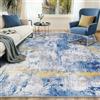 INOVADAY 180x270 cm Tappeto Lavabile in Lavatrice Tappeti Moderno Astratto Blu/Oro