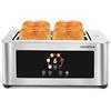 Aigostar Tostapane 4 Fette, LED Touchscreen, Fessure Extra Larghe da 4cm e Centratura Automatica, 6 Livelli di Tostatura, Funzioni Riscaldamento/Scongelamento/Stop, 1400W, Acciaio Inox Spazzolato