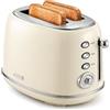 Wiltal Tostapane Retrò 2 Fette in Acciaio Inox - Tosta Pane Compatto con Scalda Pane, 6 Livelli, Funzione Scongelamento e Riscaldamento, Espulsione Automatica, Design Vintage Beige Elegante