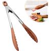 Bohrma Pinze per cucinare con punte in legno, pinze da cucina in legno e acciaio inox, pinze in legno ideali per barbecue, insalata, tostapane, pane e cetrioli, realizzate in legno di noce naturale