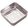 VNLCPX Teglia per Friggitrice ad Aria in Acciaio, 16 cm Tortiera Quadrata | Per Forno e Friggitrice, Griglia Inclusa e Facile da Pulire, Lavabile in Lavastoviglie, Argento