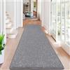 SHACOS Tappeto antiscivolo per corridoio, grigio, 80 x 300 cm, per interni, lavabile, con retro in gomma, resistente, per ingresso, lavanderia, camera da letto