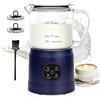 Casimhu Montalatte Elettrico 4 in 1, Cappuccinatore Elettrico per Calda e Fredda, Scaldalatte in Vetro, Macchina Automatica per Caffè Latte, Cioccolata (BIu)