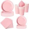 Nkaiso 50 Pezzi Set Piatti di Carta Rosa chiaro -10 Ospiti