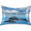 Vnurnrn Pesce Delfino Mare Blu Cielo Federe Cuscino Letto, Federa Guanciale Pillowcase in Seta Morbida per Capelli e Pelle con Chiusura a Busta standard/regina/re