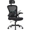 Farini Sedia ergonomica da scrivania con poggiatesta, per casa, ufficio, computer, sedia direzionale con bracciolo, 150 kg con ruote