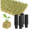 Lansls 50 Pezzi Cubo di Lana di Roccia con Vasi a Rete, Rockwool Grow Cubi, Lana di Roccia Idroponica, Giardino Blocchi Cubi di Coltivazione Soilless per Talee, Trapianto, Clonazione