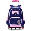 Amythe Zaino Trolley Bambina 6-10 anni - Zaino Bambini Scuola Elementare con Carrello Rimovibile a 6 Ruote - Leggero, Idrorepellente, con Fasce Riflettenti per Elementari, Blu