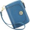 GOIACII Portafoglio corto da donna in pelle protezione RFID Blu