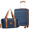 COOLIFE EasyJet Trolley Bagaglio a Mano 55x40x20 e Borsone da Viaggio 30L(45x36x20cm) Set di Valigie, Valigia Bagaglio a Mano, Chiusura a Combinazione Laterale con TSA