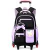 Amythe Zaino con Ruote Bambina 10-18 Anni - Trolley Scolastico 6 Ruote con Carrello Rimovibile - Zaino Trolley per Ragazze Scuole Medie - Grande Capacità per PC 15.6, Viola