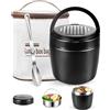 BAVATEE Portapranzo Termico Per Alimenti 1,2L, Thermos Per Alimenti Caldi Doppio Strato con Cucchiaio, Thermos Cibo Caldo Adulti Antifuoriuscita. Per pasti/zuppe/pranzi. Riscaldante (nero)