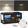 KEELED Faretti LED da Incasso per Cartongesso con Luce Notturna, 6W, 3 Colori Selezionabili 3000K/4000K/6000K, 230V, Foro 70-85mm, Confezione da 8