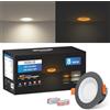 KEELED Faretti LED da Incasso per Cartongesso con Luce Notturna, 6W, 3 Colori Selezionabili 3000K/4000K/6000K, 230V, Foro 70-85mm, Nero, Confezione da 8