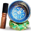 Vibratis Campana Tibetana OM, Chakra Della Gola - Fatta a Mano in Nepal - Cuscino, Percussore in legno, Scatola in lotka - Meditazione - Rilassamento - Arredamento - Regalo perfetto