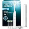 Philips Sonicare Serie 4100 - Spazzolino elettrico sonico con sensore di pressione, 4 impostazioni, EasyStart, SmarTimer, autonomia 21 giorni, custodia, bianco, HHX4046/41, [Nuovo]