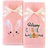 Quera Confezione da 2 asciugamani pasquali in 100% cotone ricamato, decorazione di lusso, set di asciugamani decorativi per asciugare, pulire, cucinare, set regalo per le vacanze, 35,5 x 73 cm
