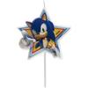 dekora - Candela di compleanno Sonic the Hedgehog 11 cm per decorare torte e cupcake, riutilizzabile con supporto, pronta all'uso