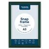 Europel cornice a scatto DIN A3 verde, sistema Easy-Click, profilo 25x11 mm, alluminio anodizzato, pellicola protettiva antiriflesso, dimensioni esterne 328x451 mm, retro in polistirene grigio