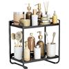 NUODWELL Organizzatore per trucchi da toeletta, a 2 ripiani, organizer per il piano di lavoro del bagno, per la cura della pelle, cosmetici, in metallo, organizer per profumi, comò per camera da letto